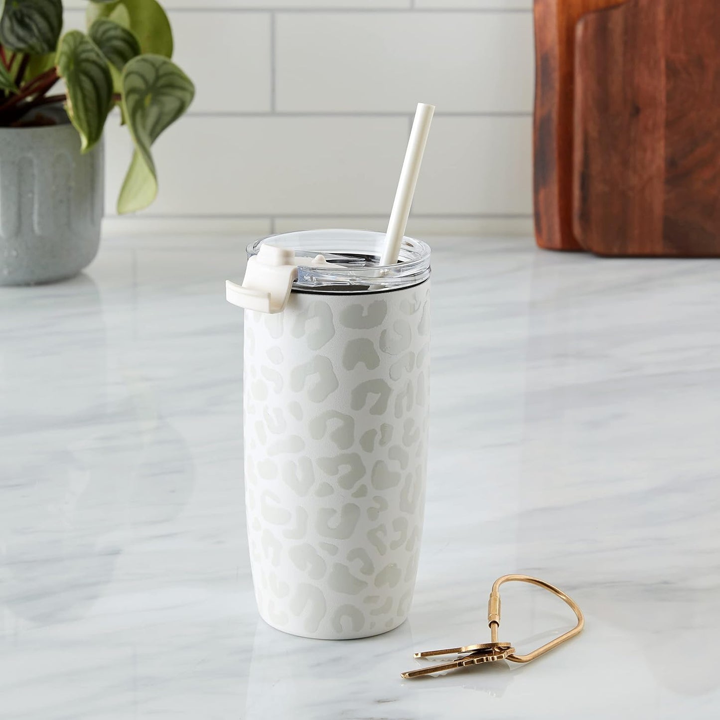 Simple Modern Voyager Tumbler with Flip Lid | Travel Coffee Mug | Insulated Stainless Steel Cold Brew Iced or Hot Coffee Cup | Gifts for Women Men Her Him | 16oz, Almond Birch