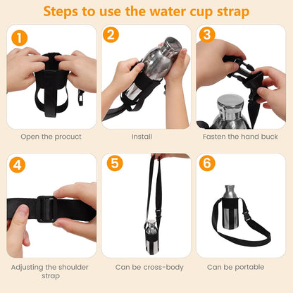 Water Bottle Shoulder Strap, Suitable for 12-32oz, Adjustable Crossbody Bottle Strap For Outdoor(Bottle Excluded)