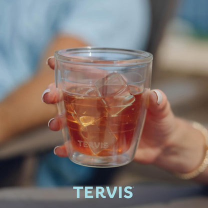 Tervis Clear & Colorful Tabletop Made in USA Double Walled Insulated Tumbler Travel Cup Keeps Drinks Cold & Hot, 16oz Mug, Clear