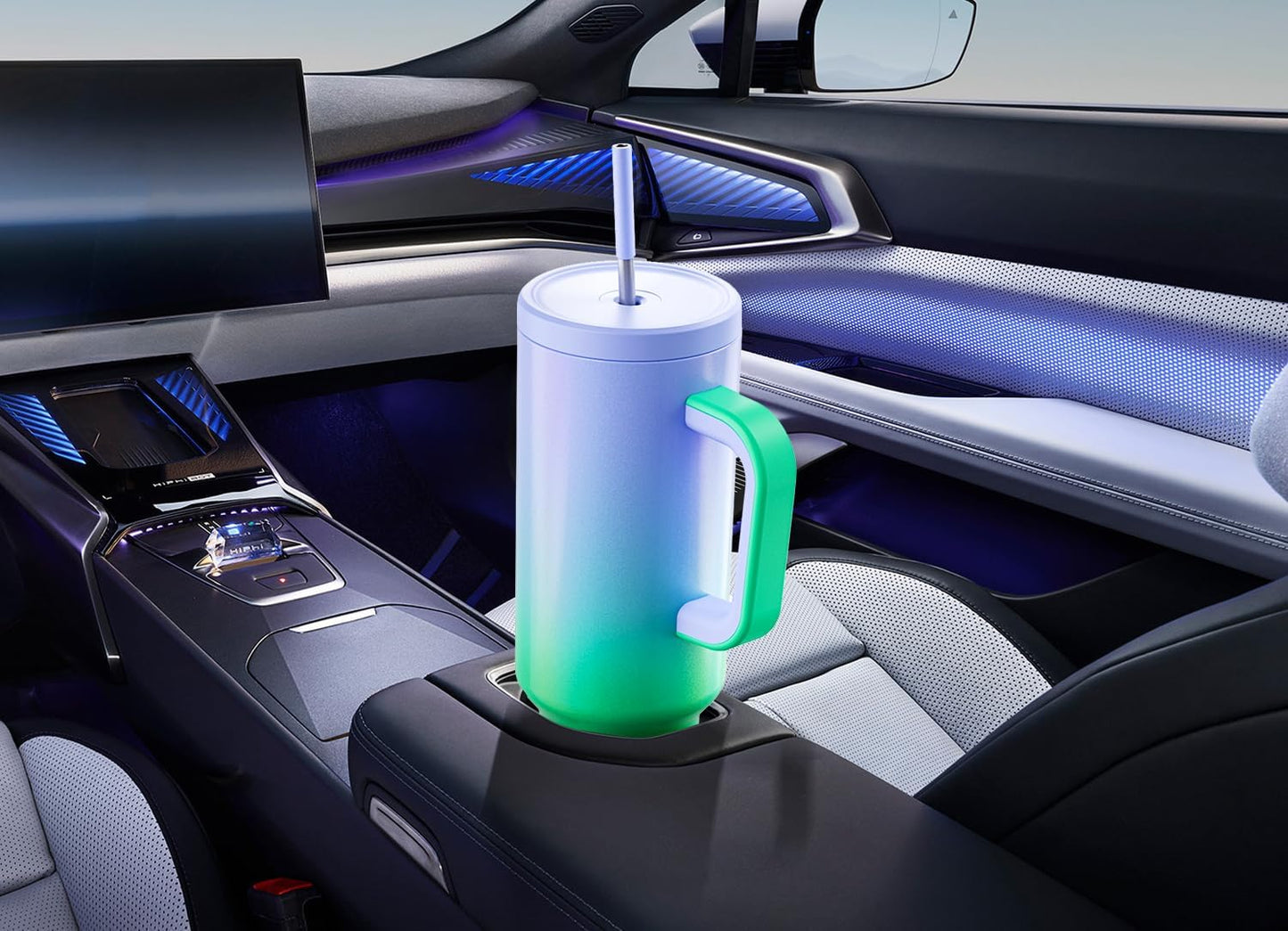 Meoky 40 oz Tumbler with Handle and Straw: Stainless Steel Insulated Tumbler with Lid and Straw - 100% Leak Proof Tumbler for Car Cup Holders - Travelers Commuters Workers, Donut