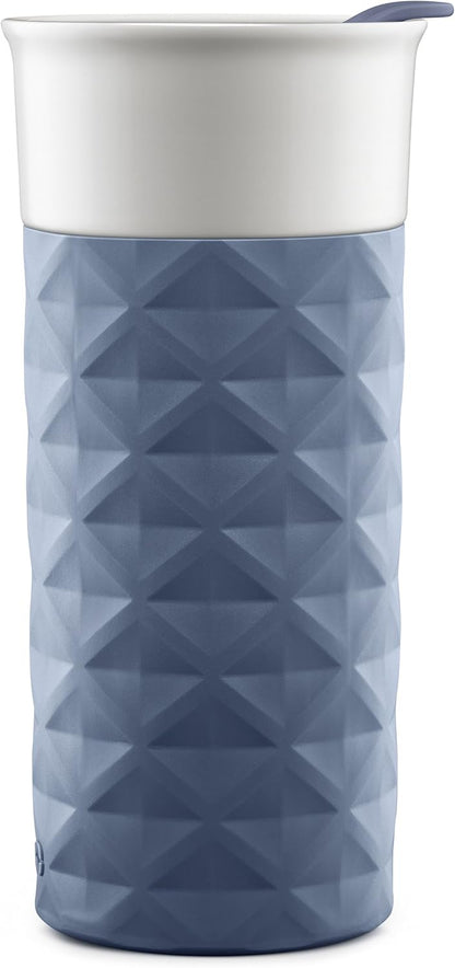 Ello Ogden Ceramic Travel Mug with Splash-Resistant Slider Lid and Protective Silicone Boot, Perfect for Coffee or Tea, BPA Free, Dishwasher Safe, Gray, 16 oz, 758-0438-040