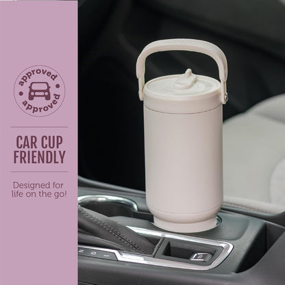 Ello Oasis Go+ 26oz Tumbler with Top Handle and Retracting Straw | Reusable Insulated Stainless Steel Cup, 100% Leakproof Water Bottle, 24 Hours Cold, Cup Holder Friendly For Travel | Wild Rasberry