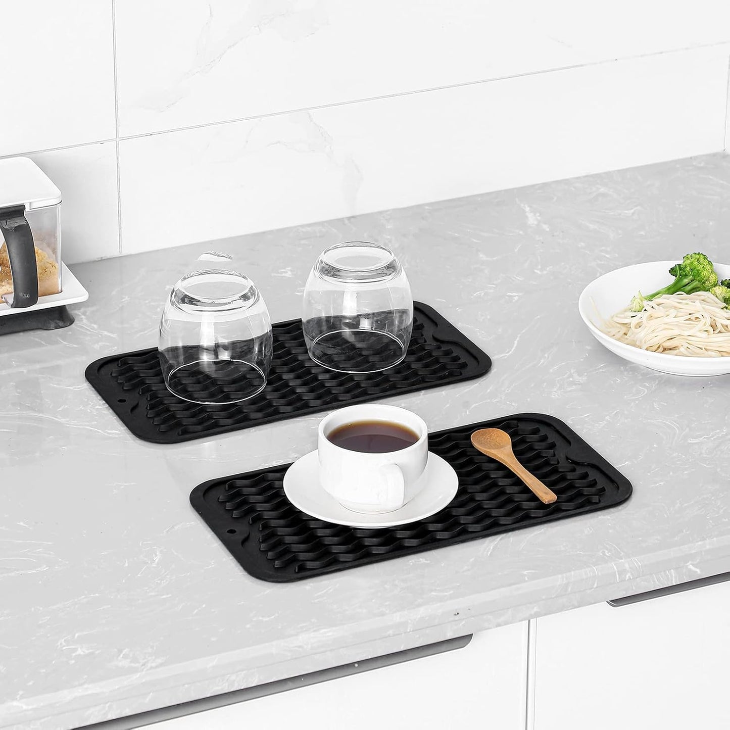 MicoYang Silicone Dish Drying Mat for Multiple Usage,Easy clean,Eco-friendly,Heat-resistant Silicone Mat for Kitchen Counter,Sink,Bar,Bottle,or Cup Green M 17 inches x 6 inches