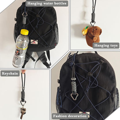 Paracord Keychain - Triangle/D-Shaped Carabiner Clip with Lanyard for Hanging Water Bottle, Key, Backpacks and More