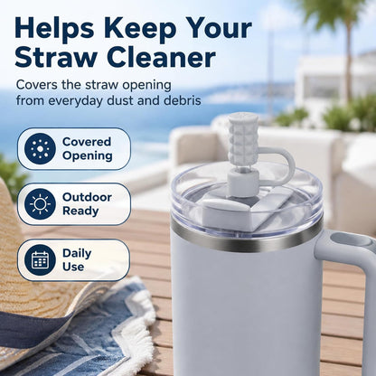BTYHAOS Silicone Straw Caps for 10mm Tumblers | Reusable Dust-Proof Straw Toppers Compatible with Stanley 30oz & 40oz Tumblers (Purple Flower 3pc)