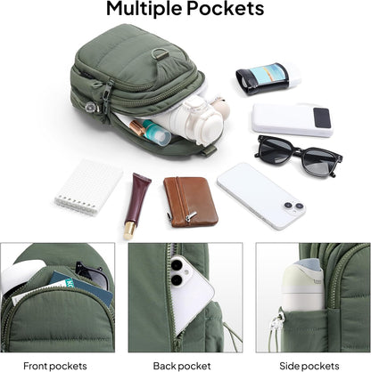 TOPEAST Sling Bag for Women, Anti-Theft Crossbody Bag with RFID Blocking & Water Bottle Holder for Travel, Water-resistant