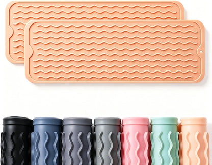 2 Pack Caketime Silicone Dish Drying Mat for Kitchen Counter Heat Resistant Under Sink Waterproof Coffee Bar Accessories Dining Rack Stone Utensil Holder Countertop Decor Must Haves 2026