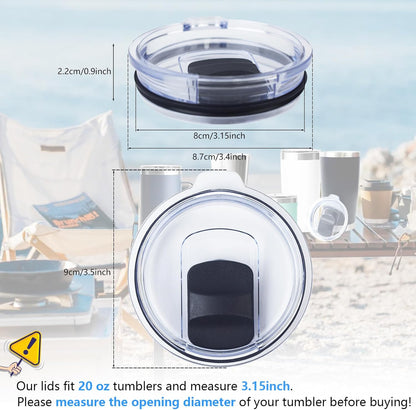 4 Pack 20 oz Tumbler Lid, Magnetic Slider Replacement Lids for YETI 20 oz Tumbler, 10/24 oz Mug and 10 oz Lowball, Spill Proof Cup Lids Covers Compatible for Ozark Trail, Old Style Rtic, BPA Free