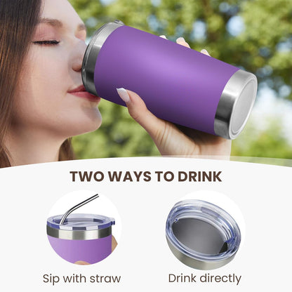 MEWAY 20oz Tumbler Cup Double Wall Vacuum Insulated Travel Mug Bulk, Stainless Steel Tumblers with Lid and Straw, Durable Powder Coated Coffee Cups for Cold & Hot Drinks (Navy, 1)