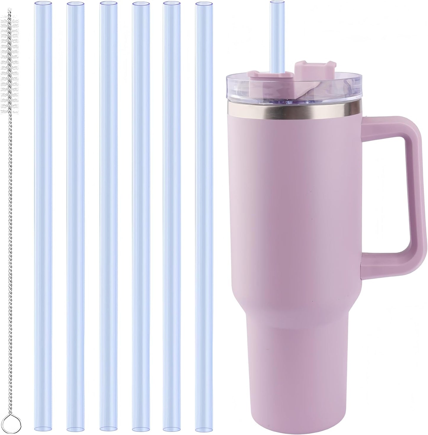 Joshey 12 Inch Tritan Replacement Straws for Stanley 40oz Tumbler - 6 Pack Reusable Long Straws with Cleaning Brush, Fits 30oz & 40oz Stanley Cup Accessories, BPA-Free (6 Colors)