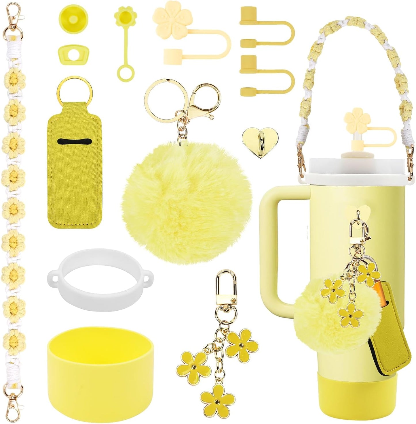 3tyto 13 Pcs Stanley Cup Accessories Set Including Water Bottle Handle Strap, Siliocne Stanley Cup Boot, Siliocne Straw Cover, Stanley Charms for Stanleys Cup 40oz & 30oz Tumbler