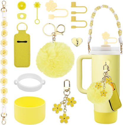 3tyto 13 Pcs Stanley Cup Accessories Set Including Water Bottle Handle Strap, Siliocne Stanley Cup Boot, Siliocne Straw Cover, Stanley Charms for Stanleys Cup 40oz & 30oz Tumbler