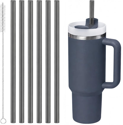 Joshey 12 Inch Tritan Replacement Straws for Stanley 40oz Tumbler - 6 Pack Reusable Long Straws with Cleaning Brush, Fits 30oz & 40oz Stanley Cup Accessories, BPA-Free (6 Colors)
