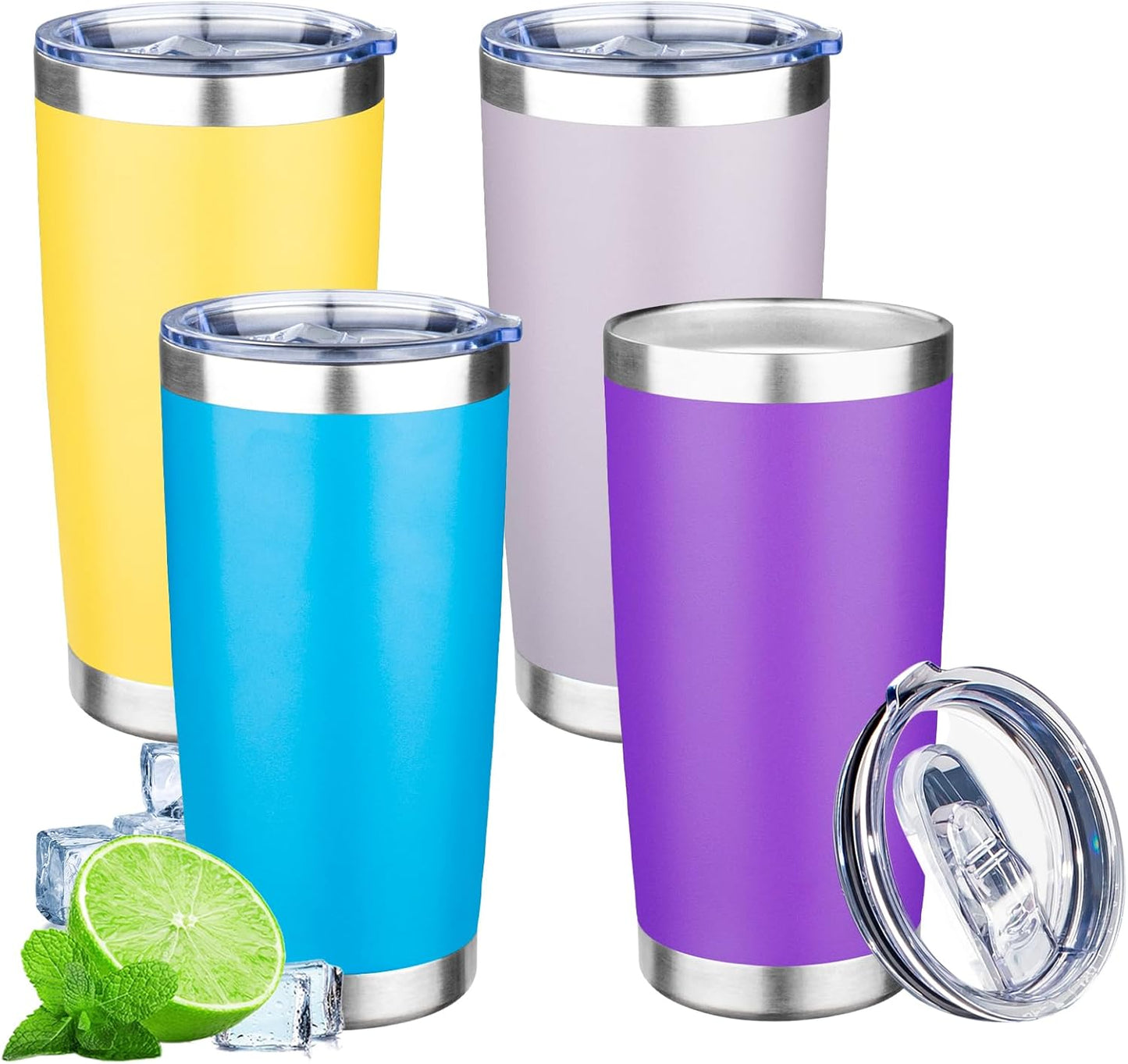 20oz Tumbler with Lid Double Wall Vacuum Insulated Travel Coffee Mug Stainless Steel Thermal Cup Powder Coated Sturdy Coffee Tumbler for Hot and Cold Beverage (Baby blue,1)