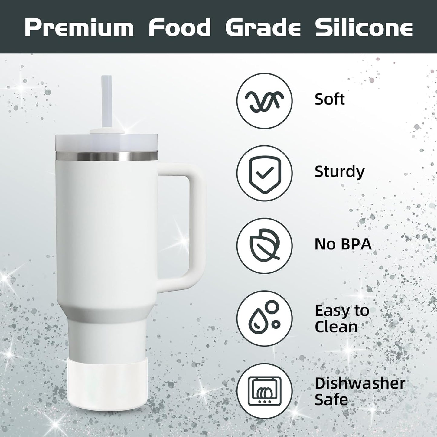 Glossy Gradient Silicone Boot, Compatible with Stanley H2.0 20-40oz & IceFlow 20-30oz, Chameleon Metallic Shimmer Cup Sleeve Protector for Hydroflask and Bottle Bottom with 2.8-3in