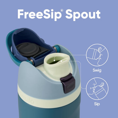Owala FreeSip Insulated Stainless Steel Water Bottle with Straw, BPA-Free Sports Water Bottle, Great for Travel, 32 Oz, Denim