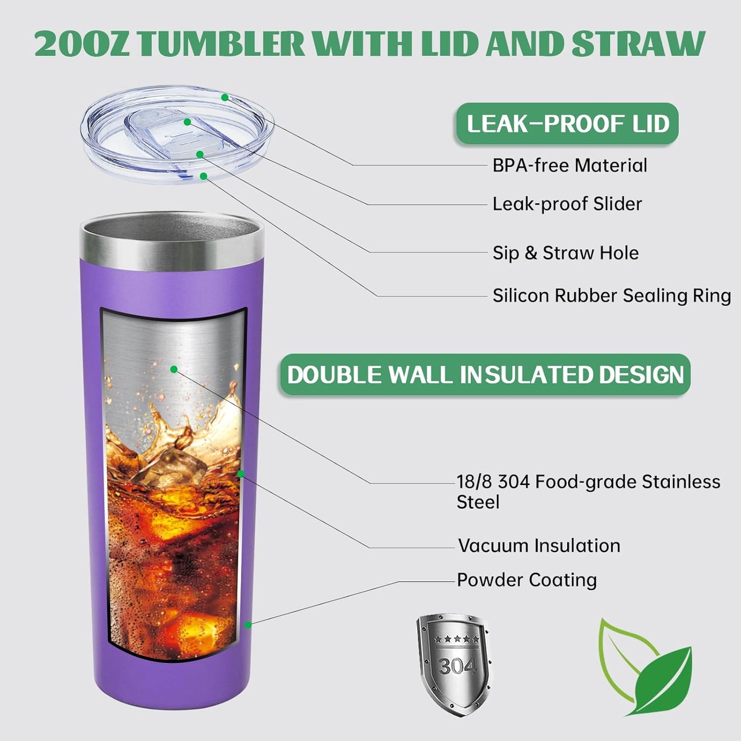 20 oz Skinny Tumblers with Lid and Straw,Stainless Steel Vacuum Insulated Tumbler Cup Double Wall Travel Coffee Mug, Thermal Water Tumbler for Hot and Cold Drinks(Rose Gold,1)