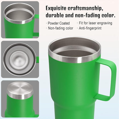 20 oz Tumbler with Handle and Lid, Stainless Steel Tumbler Insulated Travel Coffee Mug, Spill Proof Double Wall Vacuum Tumbler Cup Keep Drink Hot & Cold,White, 1 Pack