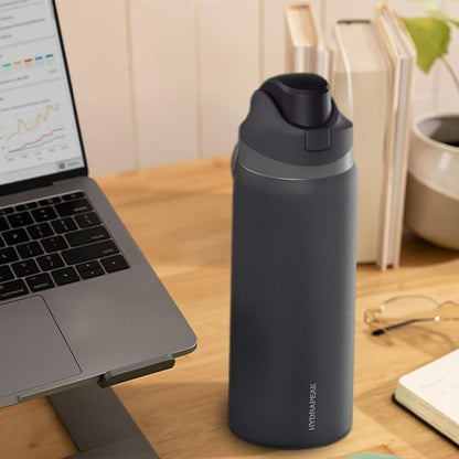 Hydrapeak Oasis 32oz Insulated Water Bottle with Locking Chug Lid & Handle, Leakproof Stainless Steel Travel Tumbler, Great for Gym, Work & Everyday Hydration, Stone 1
