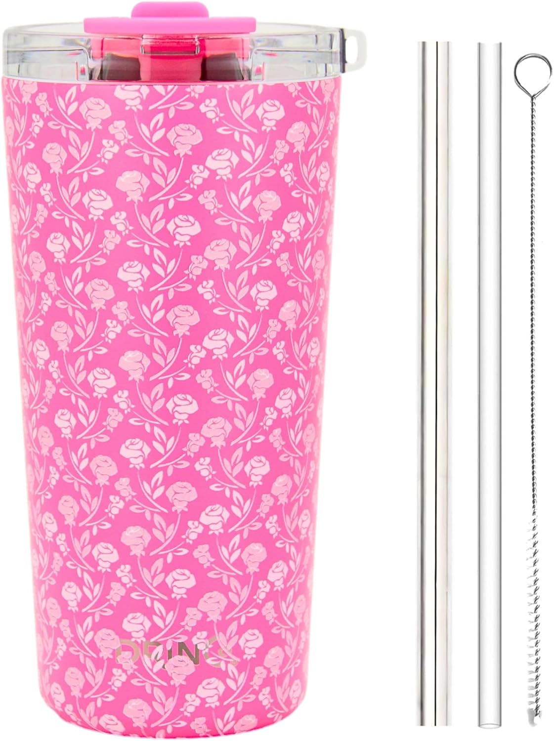 Drinco - 20 oz Stainless Steel Tumbler | Double Walled Vacuum Insulated Mug With Lid, 2 Straws, For Hot & Cold Drinks (20oz Dragonfly)
