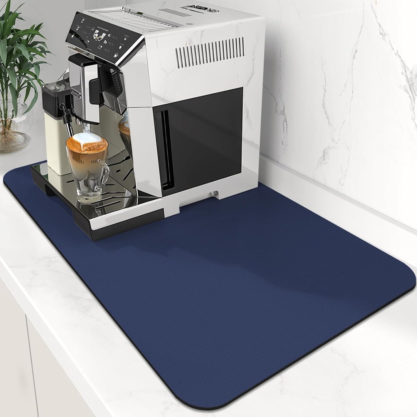 WISELIFE Coffee Mat Super Absorbent Dish Drying Mat Coffee Bar Accessories Match with Machine Large Drying Mats for Kitchen Counter 12" W x 19" L, Black