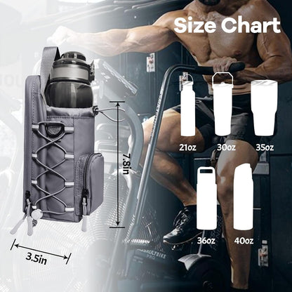 JACZZO Magnetic Gym Bag for Men and Women, Magnetic Water Bottle Holder for Gym, Small Gym Bag, Gym Gifts for Women and Men (Black, <40 OZ)