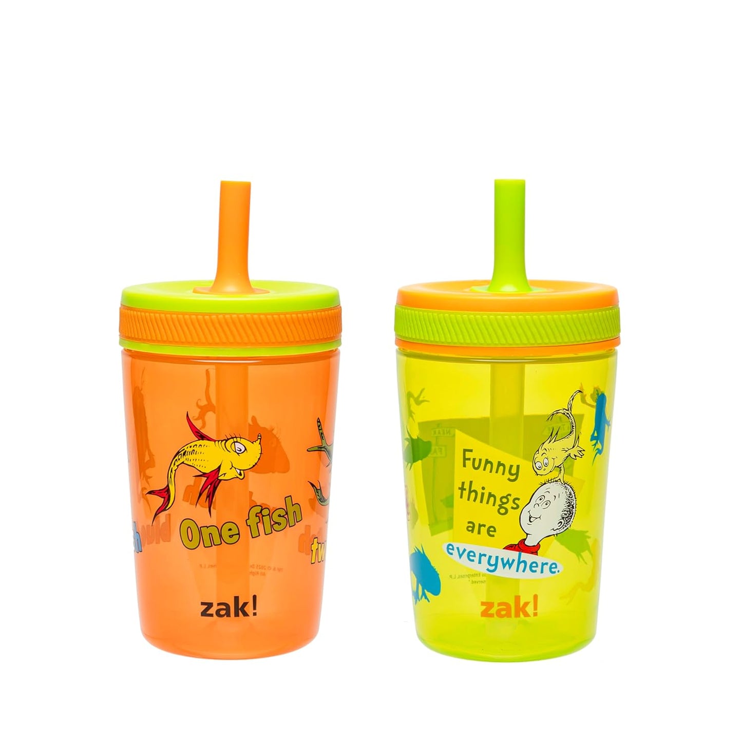 Zak Designs 15oz Bluey Kelso Tumbler Set, Leak-Proof Screw-On Lid with Straw Made of Durable Plastic and Silicone, Perfect Bundle for Kids, 2 Count (Pack of 1) - Colors A
