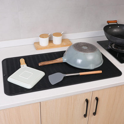MicoYang Silicone Dish Drying Mat for Multiple Usage,Easy clean,Eco-friendly,Heat-resistant Silicone Mat for Kitchen Counter,Sink,Bar,Bottle,or Cup Green M 17 inches x 6 inches