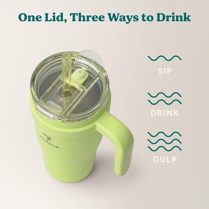 REDUCE 24 oz Stainless Steel Tumbler with Handle - Dual-Wall Vacuum Insulated Travel Mug, Sweat-Proof Lid & Reusable Straw - Keeps Drinks Cold for 24 Hrs, Fits Cupholders, Dishwasher Safe - Lilac Bud