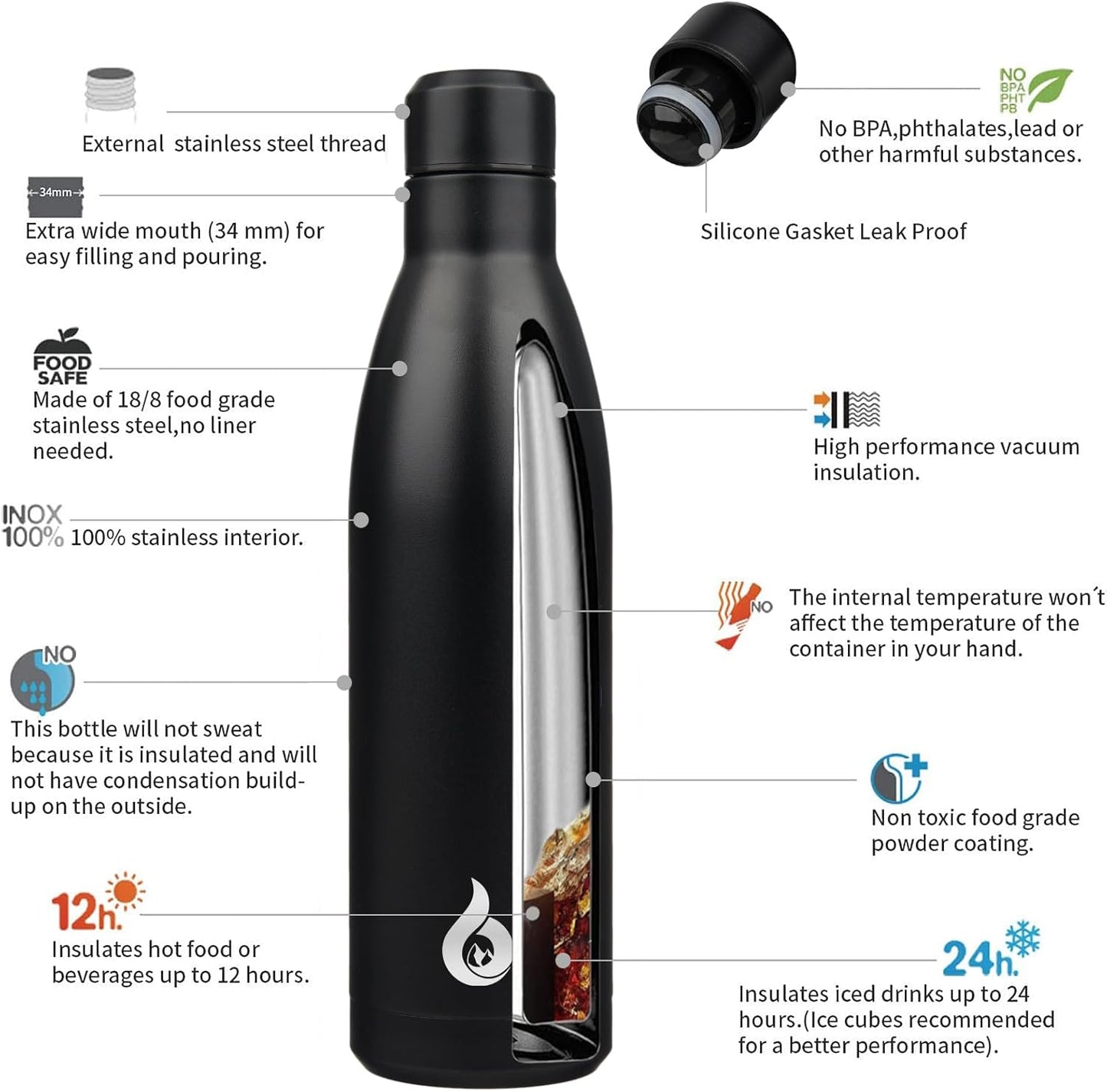 BJPKPK Insulated Water Bottle 12oz Small Stainless Steel Water Bottles Reusable Metal Thermal Keep Cold and Hot,Dreamy Purple - Colors A