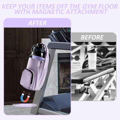 JACZZO Magnetic Gym Bag for Men and Women, Magnetic Water Bottle Holder for Gym, Small Gym Bag, Gym Gifts for Women and Men (Black, <40 OZ)