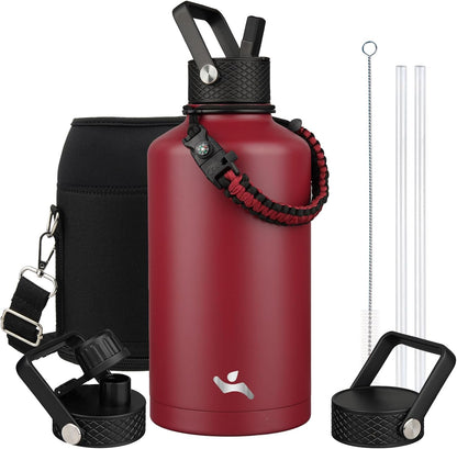 Konokyo 22oz Stainless Steel Bottles with 3 Lids Sport Insulated Water Bottle,Mint