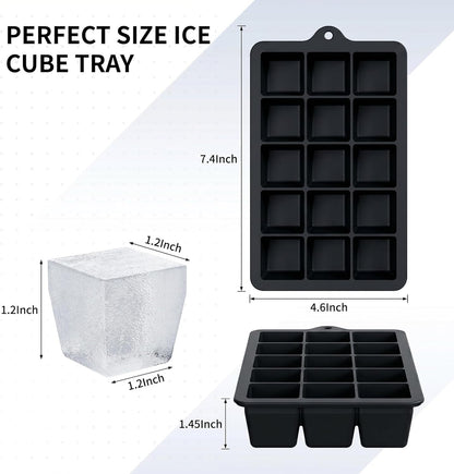 Silicone Ice Cube Tray 3 Pack, HANCELANT Ice Cube Mold, Ice Trays for Freezer with Lid for Whiskey, Baby Food, BPA Free, Easy Release
