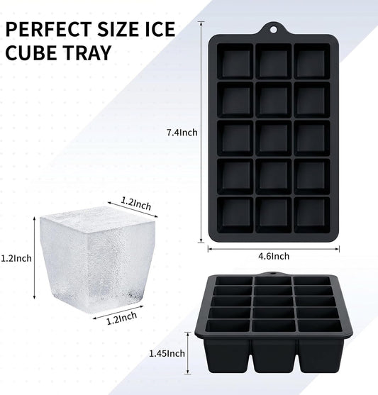 Silicone Ice Cube Tray 3 Pack, HANCELANT Ice Cube Mold, Ice Trays for Freezer with Lid for Whiskey, Baby Food, BPA Free, Easy Release