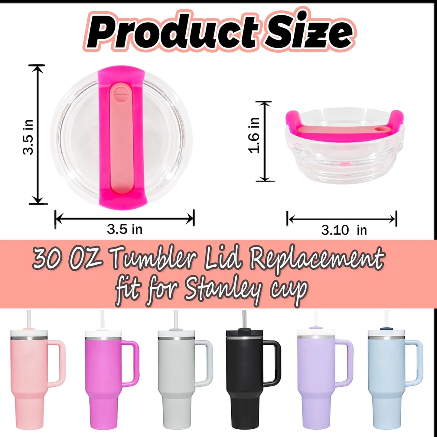 40 OZ Tumbler Lid Replacement Compatible for Stanley Quencher H2.0, 1 Pack BPA Free Clear Lid Replacement for Stanley Cup Accessories(Clear-White)