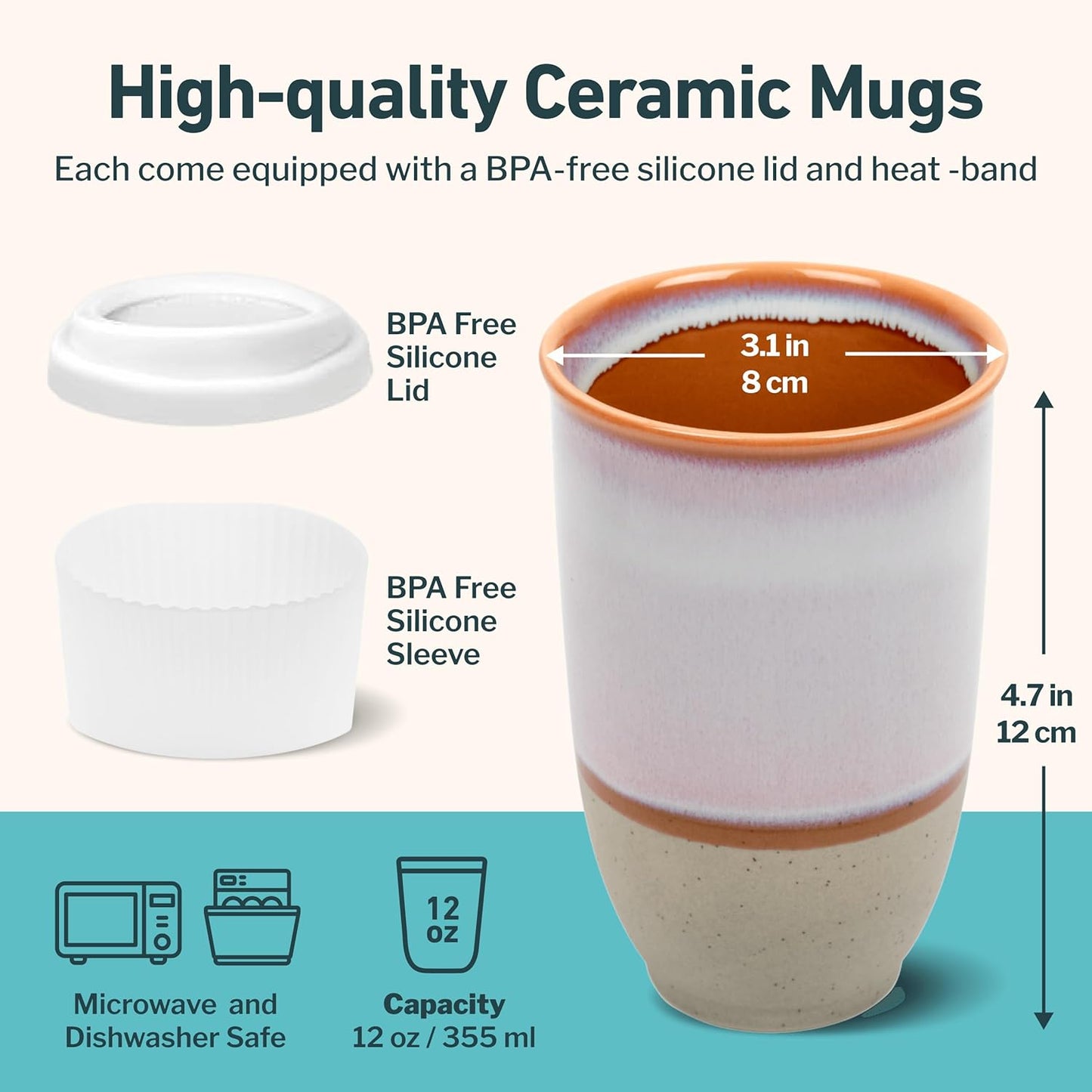 NOVA CERAMICS Coffee Tumbler – Travel Mug - On the Go Coffee Mug – Microwave & Dishwasher Safe Green Coffee Tumbler - Gifts For Women Men Him Her – 16oz – Monsoon