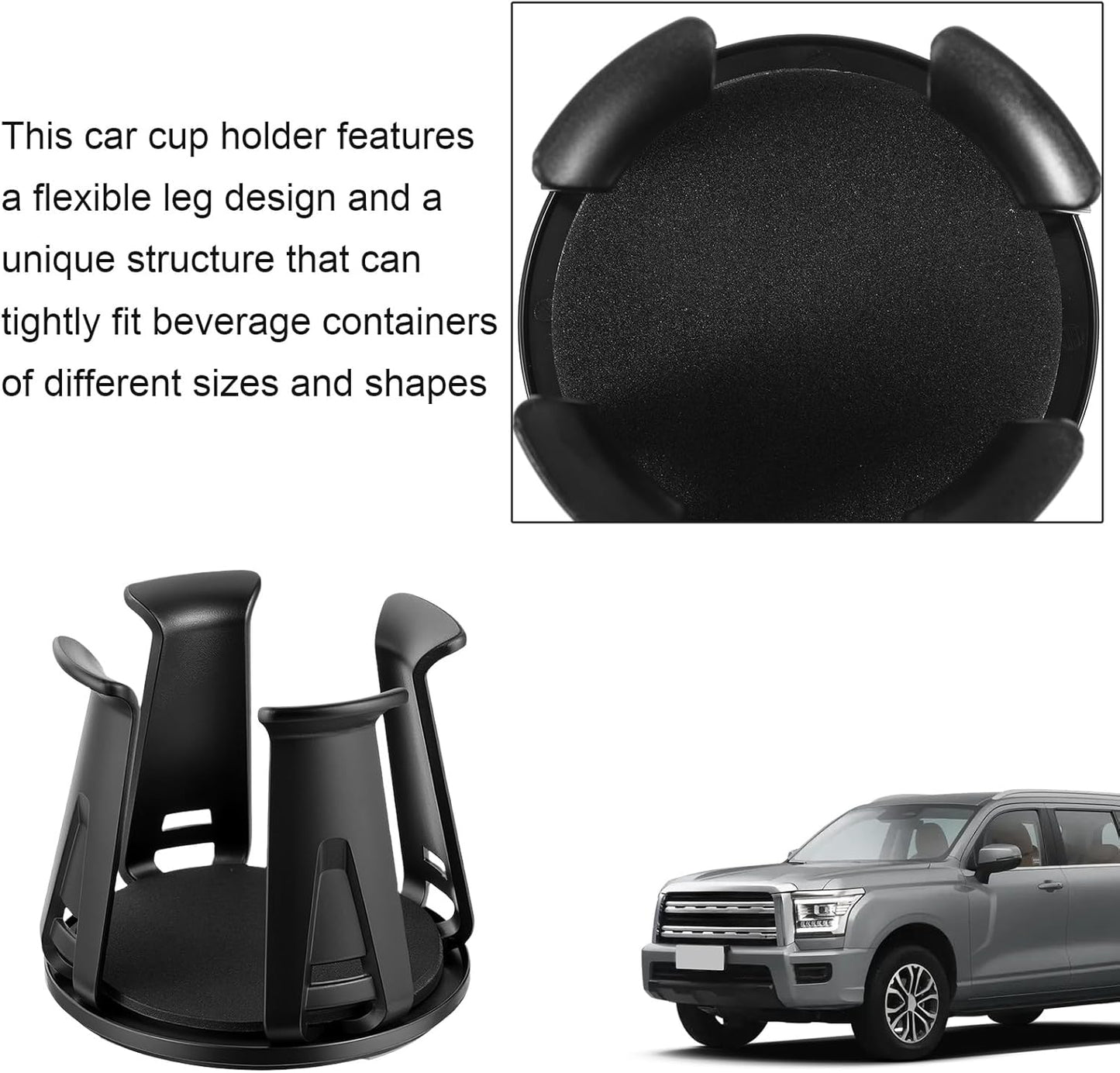 Amaxiu 2 Pcs Car Cup Holder Expander, Adjustable Cup Holder for Cars Automotive Slim Can Cupholder Insert Adapter with Self-Adhesive & Suction Cups Secure Drink Holders for Car SUV Truck