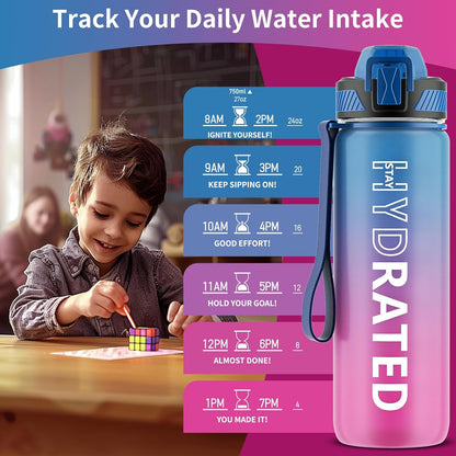 QLUR Water Bottle with Straw, 32oz Motivational Water Bottles with Time Marker to Drink, Tritan BPA Free, 1L Sports Water Bottle with Carry Strap LeakProof for Women Gym Fitness Outdoor (1 Pack)