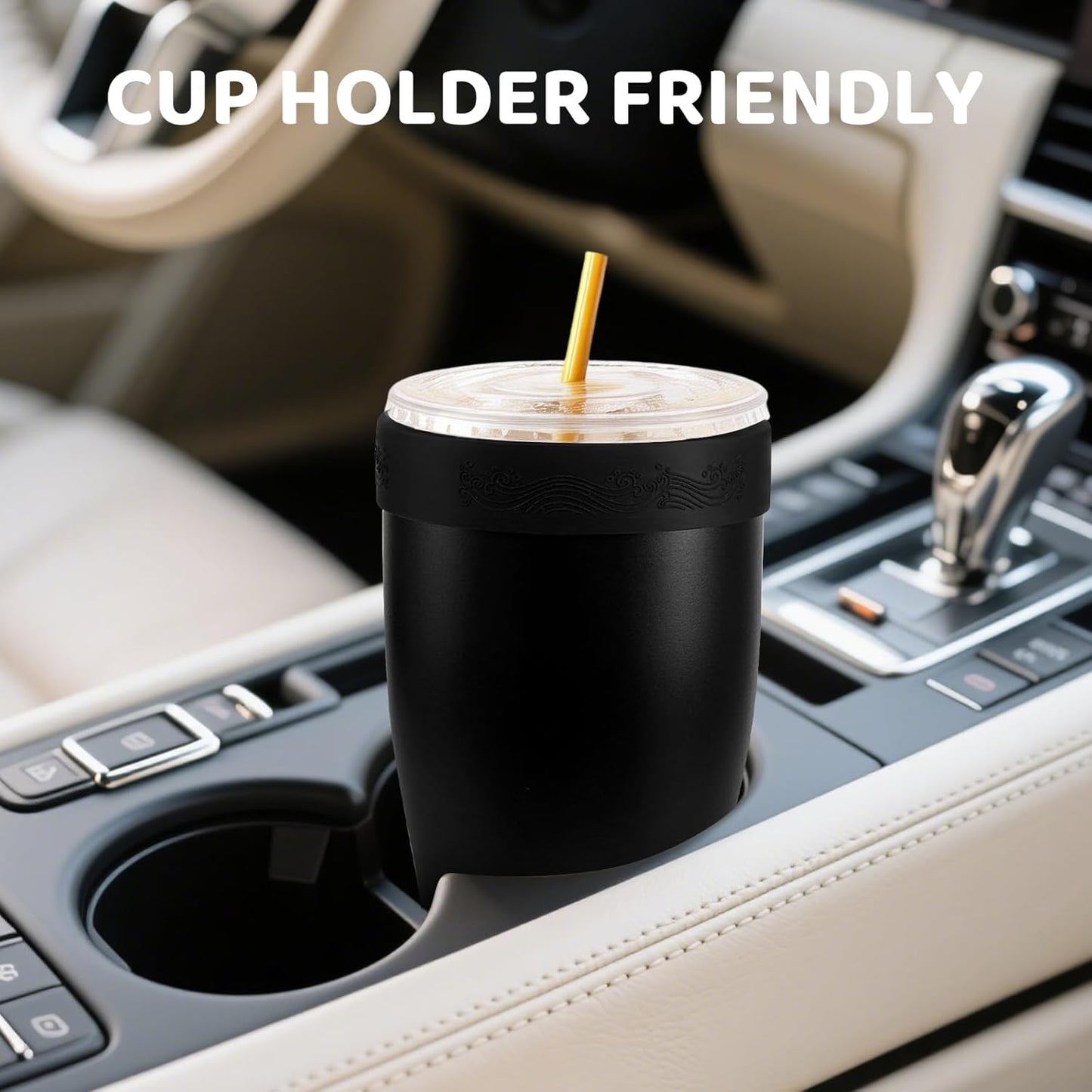 Universal Iced Coffee Sleeve,32oz Double Wall Stainless Steel Insulator Fits 16-32oz Starbucks/Dunkin/McDonalds Cups,Reusable Iced Coffee Cup Holder,Leak-Proof Tumbler for Hot,Cold Drink