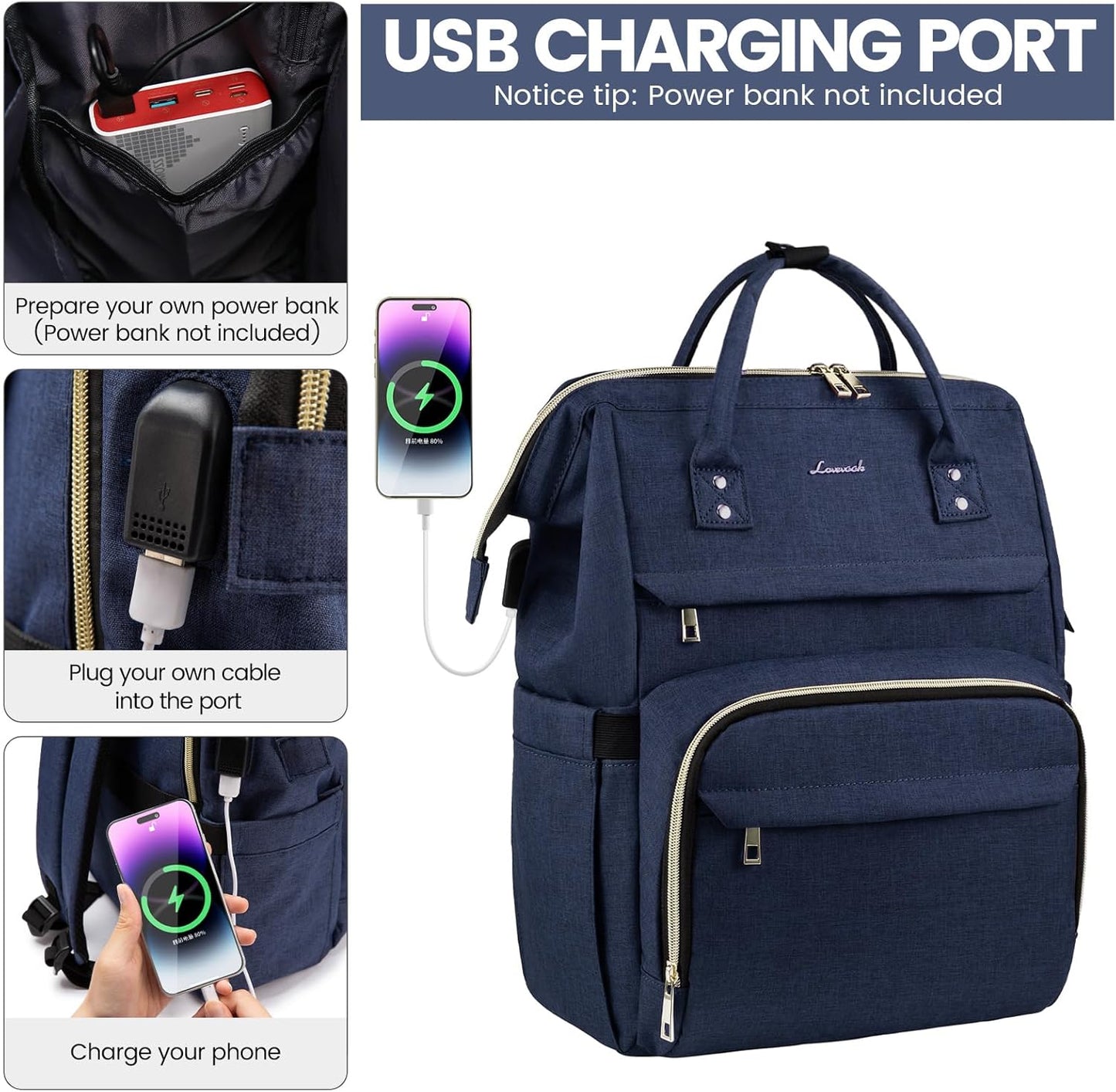 LOVEVOOK Laptop Backpack for Women with Giant Tumbler Holder Pocket,15.6 inch Waterproof Travel Backpack Purse Computer Laptop Bag,Professional Work College Nurse Teacher Backpack Casual Daypack,Black