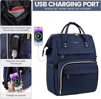 LOVEVOOK Laptop Backpack for Women with Giant Tumbler Holder Pocket,15.6 inch Waterproof Travel Backpack Purse Computer Laptop Bag,Professional Work College Nurse Teacher Backpack Casual Daypack,Black