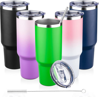 20oz Tumbler with Lid and Straw Double Wall Powder Coated Vacuum Insulated Coffee Tumbler Stainless Steel Insulated Travel Coffee Mug Spill-Proof Thermal Cup for Hot and Cold Beverage,Black