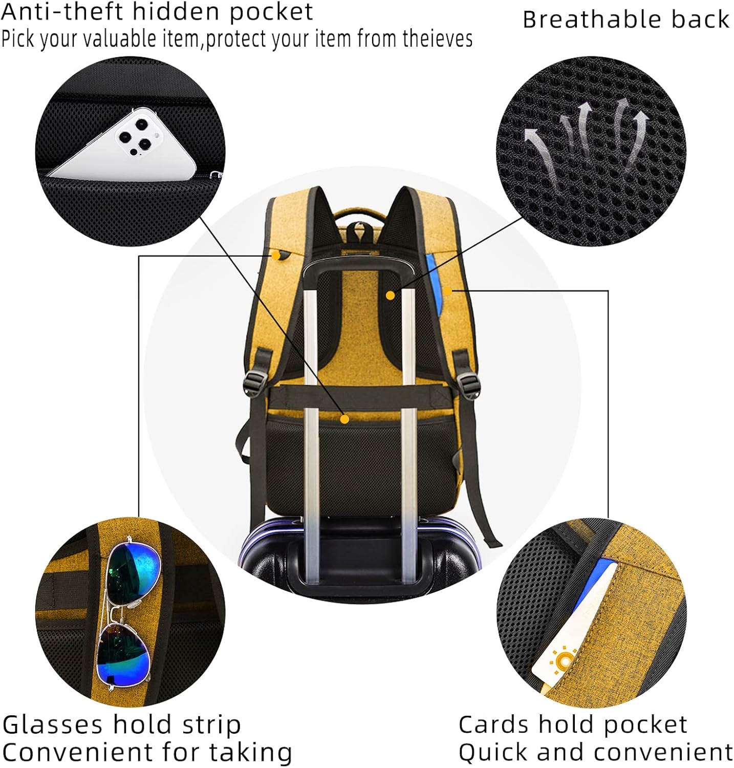 DUSLANG 17 Inch Laptop Backpack for Travel Water Resistant College Backpack for Men/Women Laptop Bag with USB Charging Port,Black - Colors B