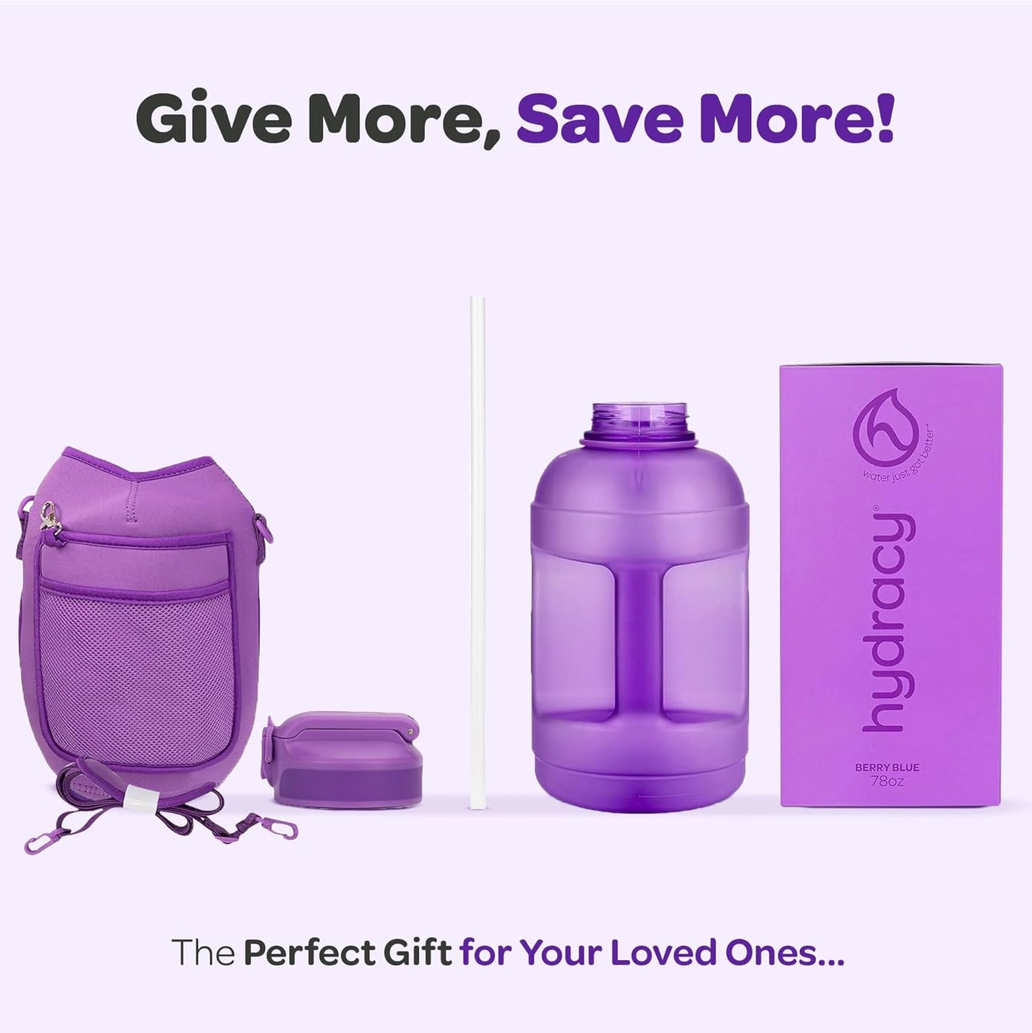 Hydracy Water Bottle with Time Marker -Large BPA Free Water Bottle & No Sweat Sleeve -Leak Proof Gym Bottle with Times to Drink - Ideal for Fitness Sports & Outdoors