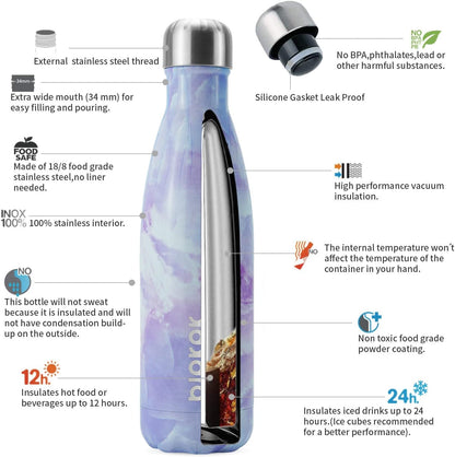 BJPKPK Insulated Water Bottle 12oz Small Stainless Steel Water Bottles Reusable Metal Thermal Keep Cold and Hot,Dreamy Purple - Colors B