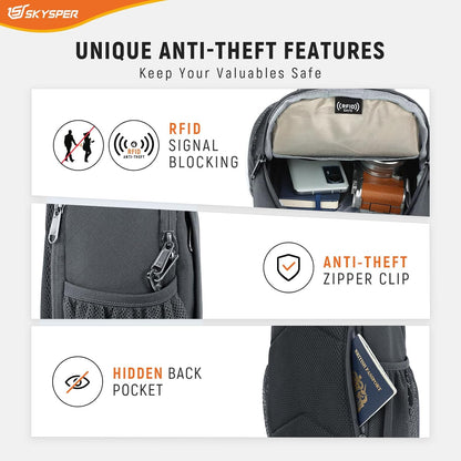 SKYSPER Sling Bag RFID Cross Body Bag Recycled Crossbody Backpack Travel Daypack