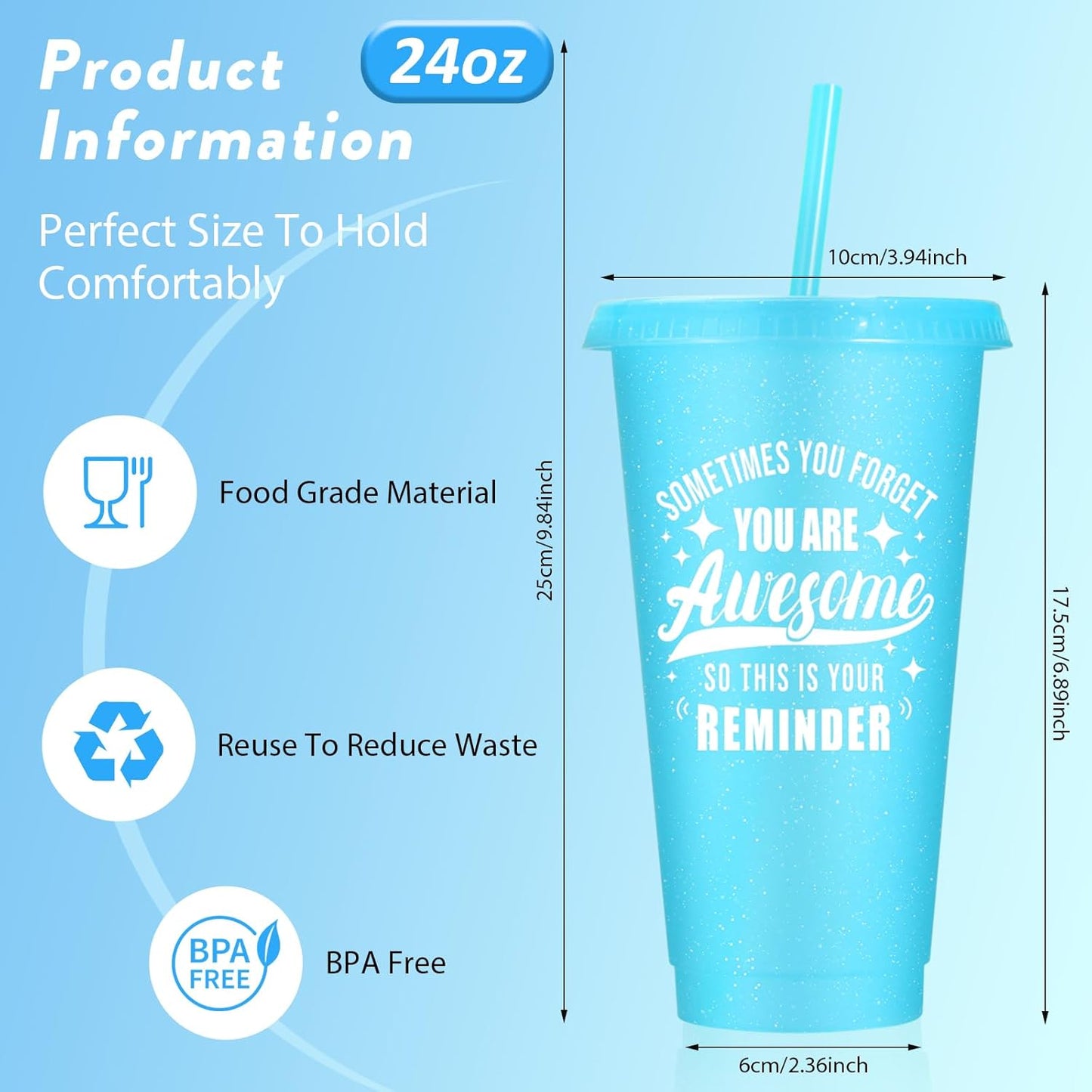 24 Pack Plastic Tumblers with Lids and Straw, Reusable Cups with Lids and Straws Colorful Cups for Cold Drink Iced Coffee, Plastic Tumbler Bulk for Party Birthday Gifts (24 oz, Stylish Colors)