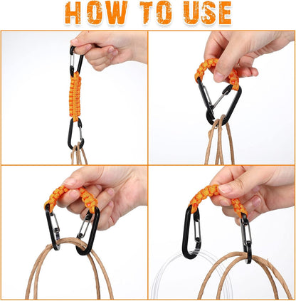Ferraycle 5 Pcs Paracord Keychain Carabiner Clip Braided Lanyard Water Bottle Clips Tactical Keychain Backpack Accessories