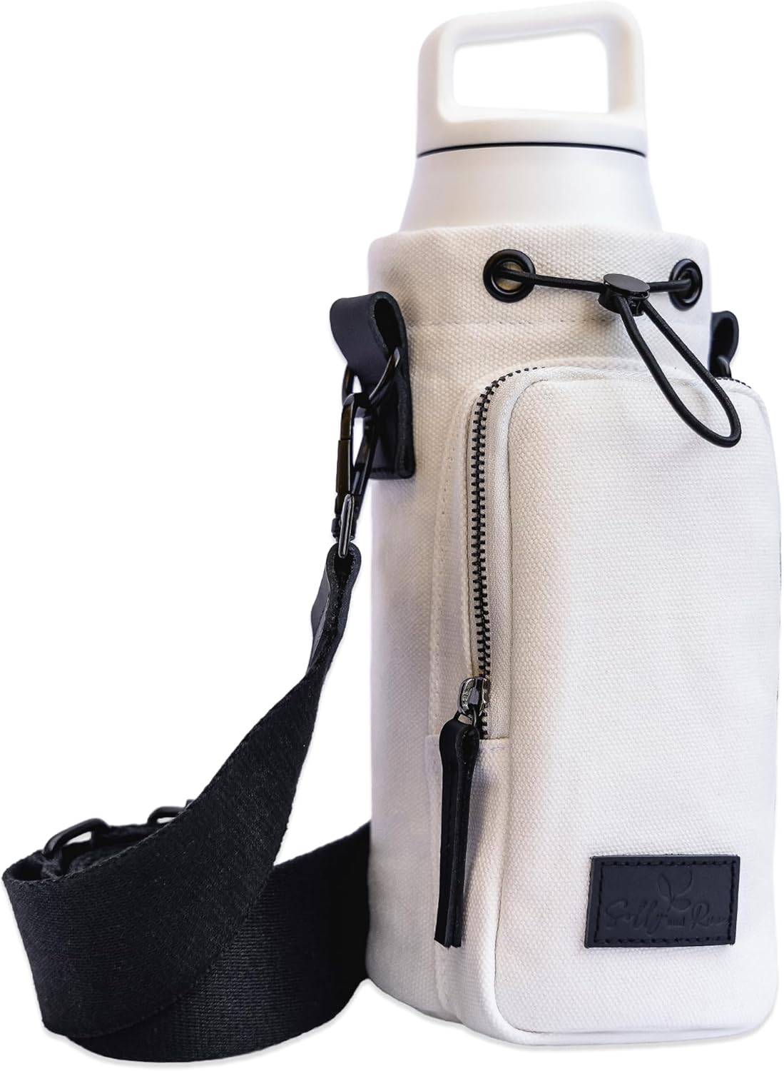 Water Bottle Holder with Strap & Pocket – Crossbody Water Bottle Carrier - Fits 16 to 32 oz Bottles