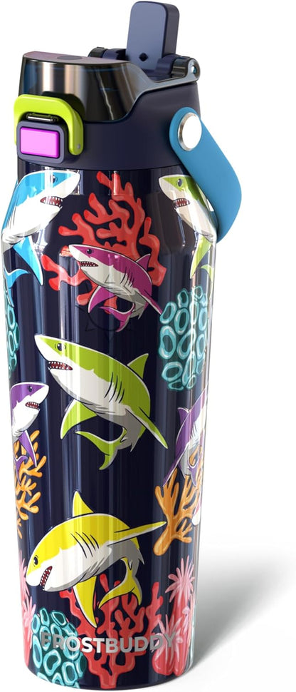 Frost Buddy 24oz Insulated Water Bottle with Straw & Chug Lid | Leak-Proof Stainless Steel | 24-Hours Cold | Sweat-Proof, Cup Holder Friendly | Ideal for Gym, Travel, Sports & Everyday Hydration - Colors B